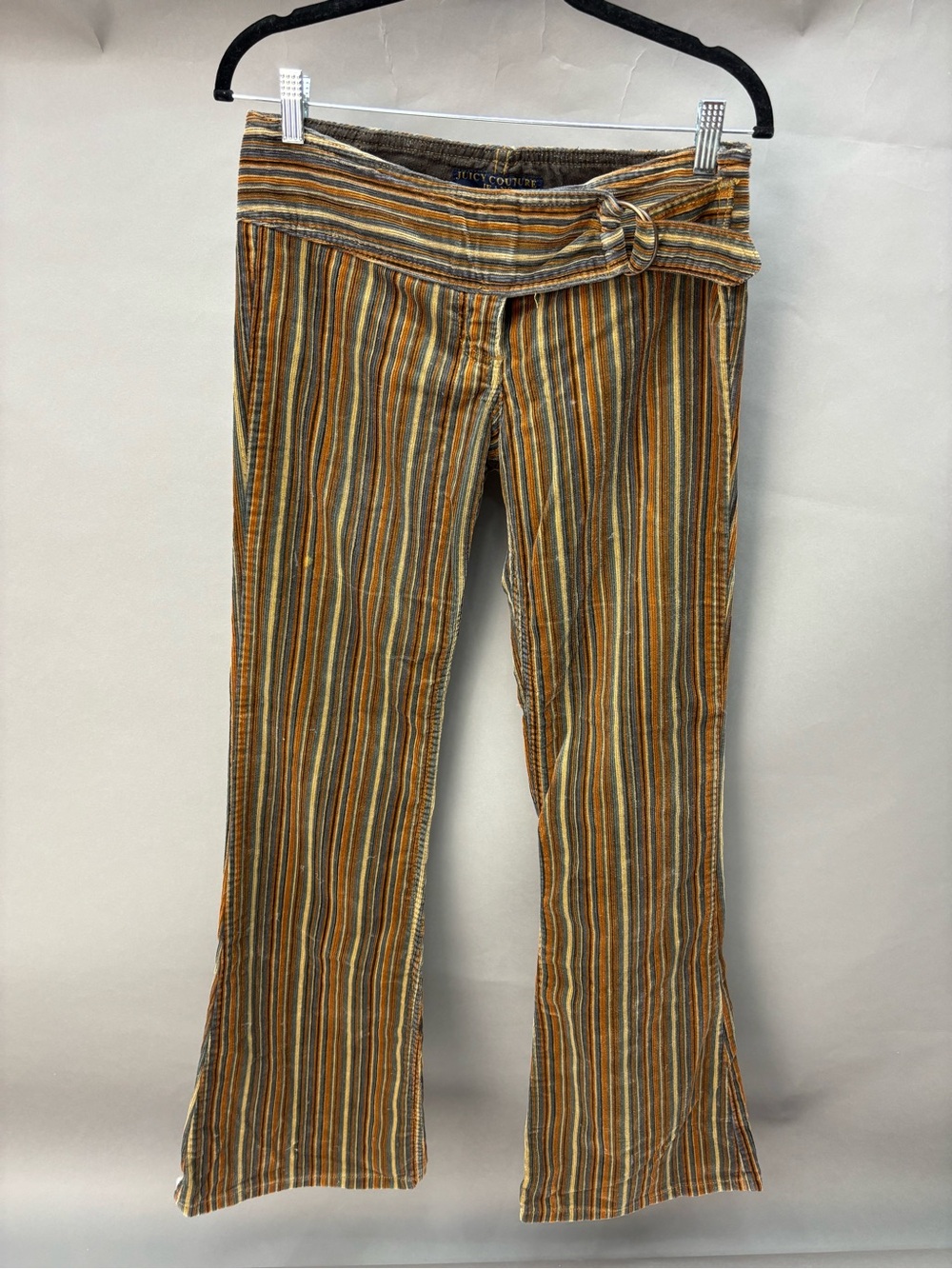 Juicy Couture Striped Corduroy Pants in Brown, Gold & Cream